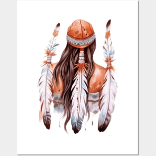 Native American Back Woman #2 Posters and Art